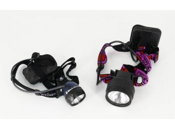 2 Different Headlamps - Petzl, Black Diamond - Skiing, Hiking