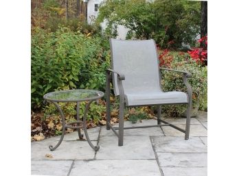 Brown Jordan Aegean Outdoor Chair & Glass Top Table