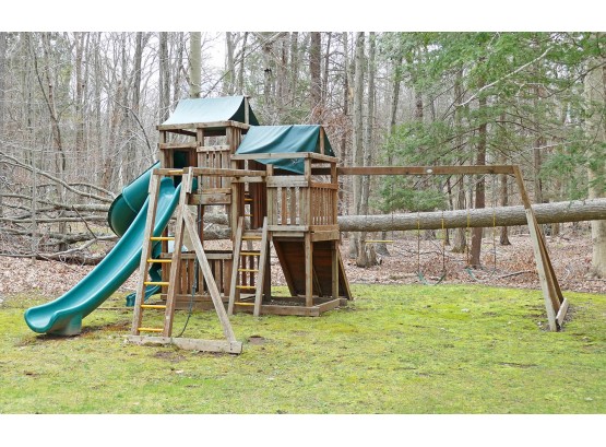 Large Easton Jungle Gym - Slides, Rock Wall, Swings, Forts, Ladders, Etc - New Cost $8000 - AS-IS
