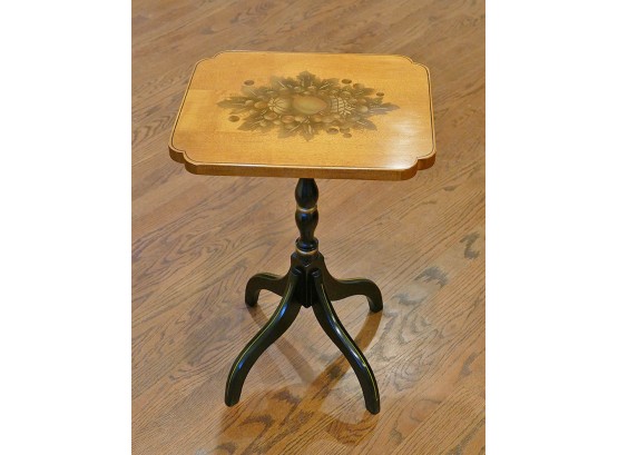 Vintage L. Hitchcock Stenciled Side Table / Candle Stand