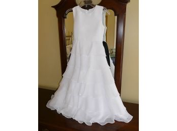 Us Angels Child's Dress - Wedding/Special Occasion - Size 12 - White W/ Black Sash
