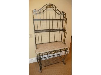 Excellent Wrought Metal & Marble Bakers Rack - 80' Tall