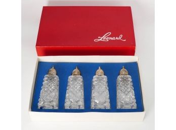 Set Of 4 Vintage Leonard Crystal Salt/Pepper Shakers