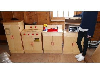 Steffy Wood Products 4-Piece Children's Kitchen Set - Includes Toy Appliances/Utensils - Cost Over $1200