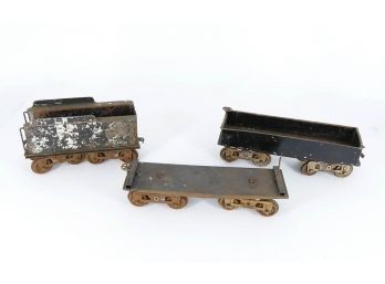 3 Antique Prewar Lionel Model Train Cars - Standard Gauge -Tender (#6) & #12 Gondola