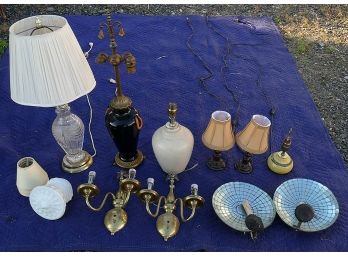 Lot Of Lamps, Lights, And Shades