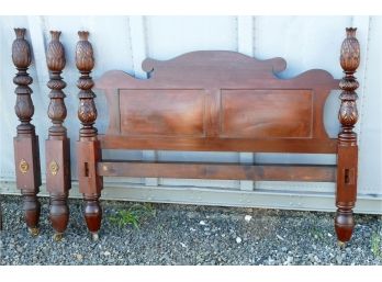 Antique Federal Style Carved Wood Bed Frame - Pineapple Finials