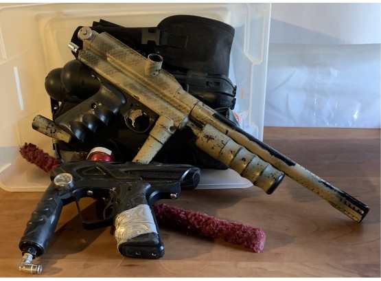 Set Of 2 Airsoft Paintball Guns And Accessories And Cases