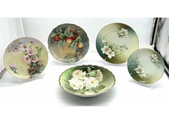 Set Of Handpainted Bavarian And French China (5 Plates)