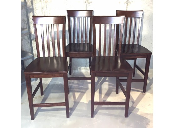 Set Of 4 Wood Chairs, Bar Table Height