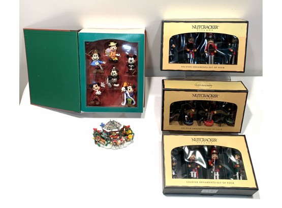 Mickey Through The Years Ornament Collection, 3 Sets Of Nutcracker Village Ornament Sets,Snowden Candleholder