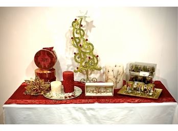 Beautiful Christmas Collection, Table Runner, Candles, Place Card Holders And More : Lot 4