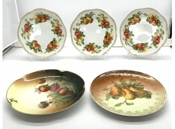 Set Of Variety Of Fruit Themed China Plates