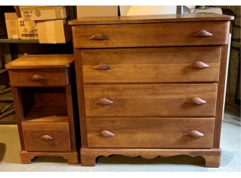 Antique Youngsville Star Cherry Bedroom Set From Indiana  100 Years Old  Dresser With Side Table