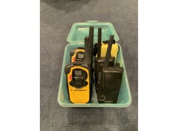 Two Pairs Of Walkie Talkies And A Radio