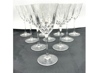Set Of 10 Cut Crystal Wine Glasses
