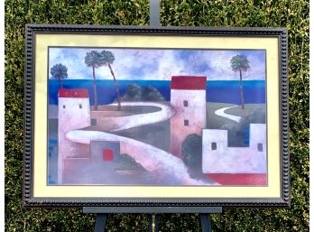Red Roofs By The Ocean Print-- Beautifully Framed Print