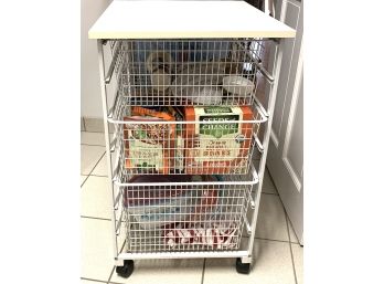 3 Drawer Metal Cart With Wheels And Top Counter