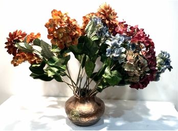Copper Pot W Artificial Flowers