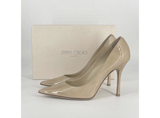 Jimmy Choo Nude Patent Leather Pumps In Box - Size 39.5 (Original Cost $495)