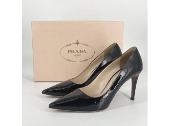 Prada Black Patent Leather Pumps In Box - Size 39.5