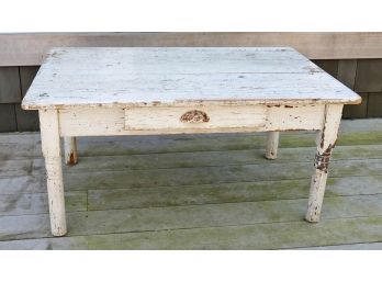 Old Rustic Painted Wooden Coffee Table
