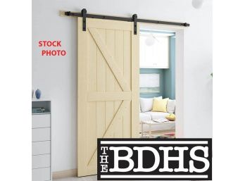 Farmhouse Rustic Modern Barn Door Hardware Kit With A 78'Track  - In Black - Brand New ($110 Cost)