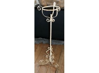 Vintage Wrought Iron Plant Stand In White