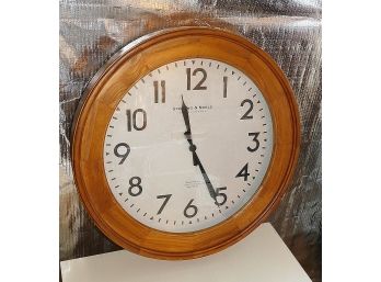 Large Sterling & Noble Wood Framed Wall Clock - 23' Diameter