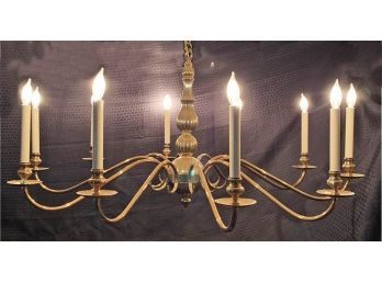 Large Vintage Brass 10 Light Chandelier - In Good Working Condition