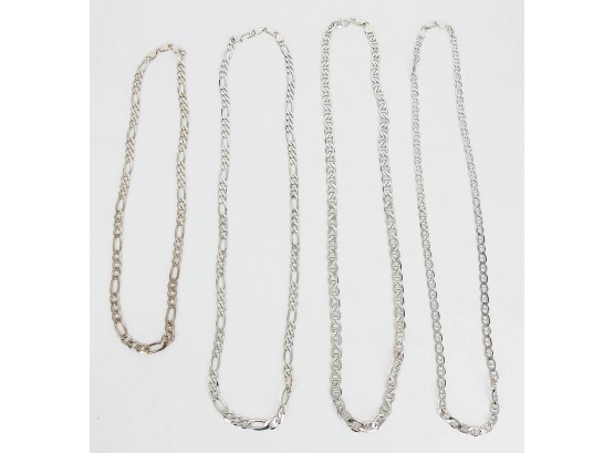 4 Different Italian Sterling Silver Necklaces - 28' & 22' Long