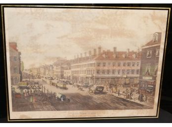 Hand Colored Aquatint Etching- New York In 1834 (Broadway And Canal) - By Louis Augier S/N