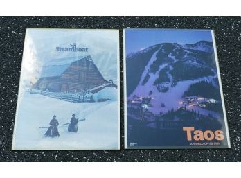 2 Vintage 1970's Ski Travel Posters - Steamboat Springs & Taos