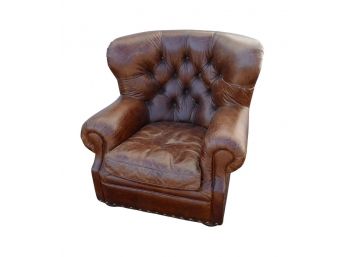 Restoration Hardware Churchill Leather Club Chair - In A Distressed Finish - Original Cost $2695