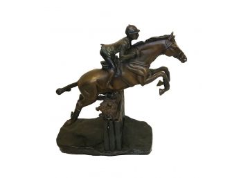 Vintage Bronze Equestrian Steeplechase Sculpture - S. Sangsorn