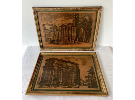 Antique Prints On Board From 18th Century Etchings By Giovanni Battista Piranesi