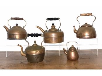 Beautiful Vintage Copper Teapot Collection Lot 1 Of 2