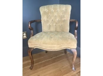 Vintage Tan Crushed Velvet Chair With Nailhead Trim