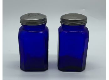 Vintage Colbalt Blue Salt And Pepper Shakers