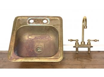 Vintage Brass Bar Sink And Faucet