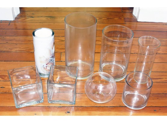 Glass Lot Of 8 Vases