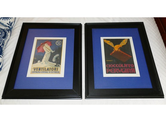 Pair Of Framed Reproduction Chocolate & GE Fan Posters
