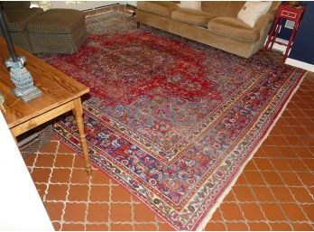 Large Hand Woven Oriental Wool Area Rug - 10' X 12'5'