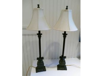 Pair Of Metal Pineapple Buffet Lamps