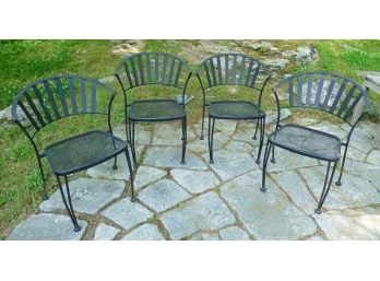 Set Of 4 Black Metal Outdoor Chairs