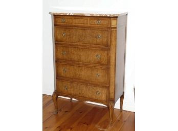 Antique French Tall Chest Of Drawers - Marble Top