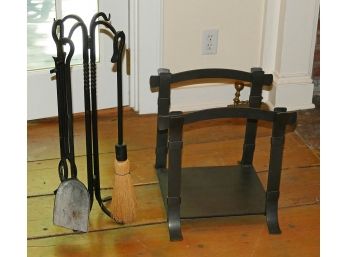 Fireplace Tool Set & Indoor Wood Rack
