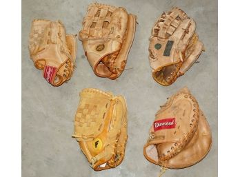5 Different Adult Baseball/Softball Gloves - Rawlings, Wilson, Etc