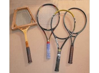 4 Different Tennis Racquets - Vintage Bancroft, Wilson ProStaff, Etc