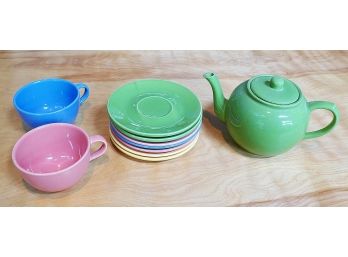 Pottery Barn Tea Set - Teapot, Saucers, Cups